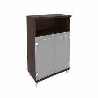 Шкаф средний полуоткрытый со стеклянными дверцами First, 801х432х1260 мм