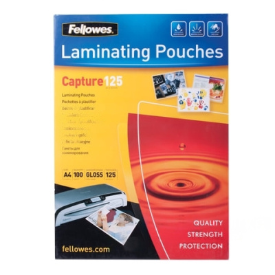 Пленки-заготовки для ламинирования А4, КОМПЛЕКТ 100 шт., 125 мкм, FELLOWES, FS-53074