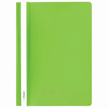 Скоросшиватель пластиковый BRAUBERG, А4, 130/180 мкм, салатовый, 228674