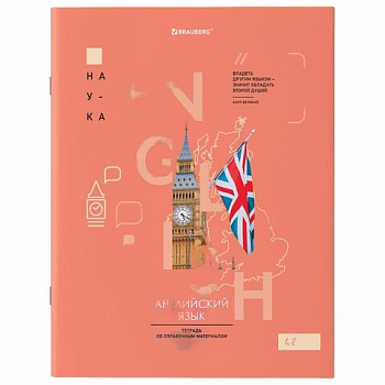 Тетрадь предметная со справочным материалом VISION 48 л., обложка картон, АНГЛИЙСКИЙ ЯЗЫК, клетка, BRAUBERG, 404251