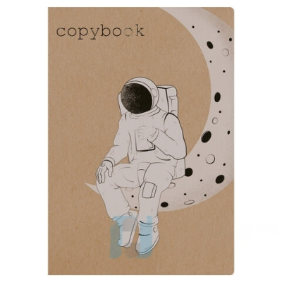 Тетрадь 40 л. в клетку обложка КРАФТ, бежевая бумага 70 г/м2, сшивка, А5 (147х210 мм), SPACE TRAVELER, BRAUBERG, 403760