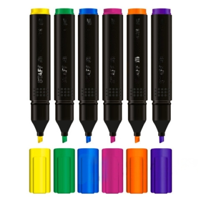 Набор текстовыделителей STAFF "Basic Budget HL-02N", 6 ЦВЕТОВ, НЕОН, линия письма 1-5 мм, 152296