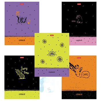 Тетрадь А5, 48 л., HATBER, скоба, клетка, матовая ламинация, тиснение, "HELLO YOU!" (5 видов), 48Т5лтВ1