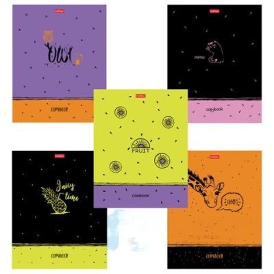 Тетрадь А5, 48 л., HATBER, скоба, клетка, матовая ламинация, тиснение, "HELLO YOU!" (5 видов), 48Т5лтВ1