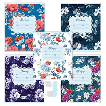 Тетрадь 24 л. BRAUBERG, клетка, обложка картон, СРЕДИ ЦВЕТОВ, 403006