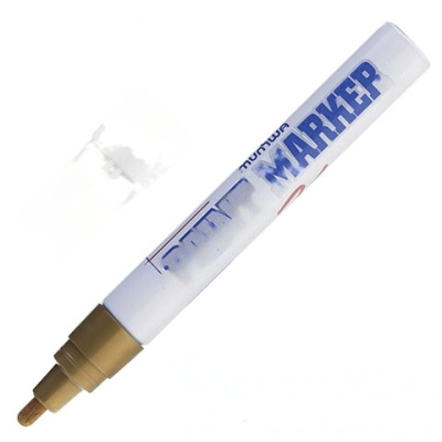 Маркер-краска лаковый (paint marker) MUNHWA, 4 мм, ЗОЛОТОЙ, нитро-основа, алюминиевый корпус, PM-07