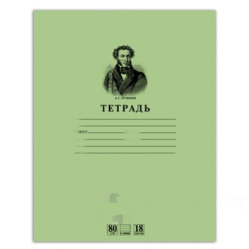 Тетрадь 18 л., HATBER HD, линия, обложка тонированный офсет, блок 80 г/м2, "ПУШКИН", 18Т5A2_07641, T099476