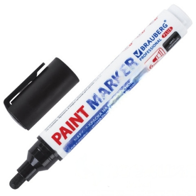 Маркер-краска лаковый (paint marker) 6 мм, ЧЕРНЫЙ, НИТРО-ОСНОВА, BRAUBERG PROFESSIONAL PLUS EXTRA, 151451