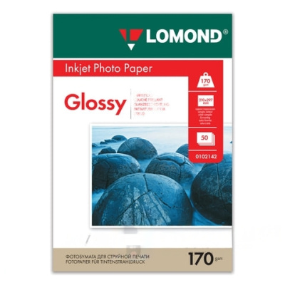 Фотобумага А4, 170 г/м2, 50 листов, односторонняя, глянцевая, LOMOND, 0102142
