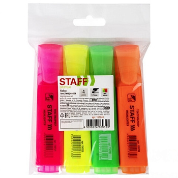 Набор текстовыделителей STAFF "EVERYDAY" 4 шт., АССОРТИ, линия 1-5 мм, 151243