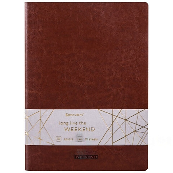 Тетрадь 60 л. в клетку обложка гладкий кожзам, сшивка, B5 (179х250мм), КОРИЧНЕВЫЙ, BRAUBERG VIVA, 403896