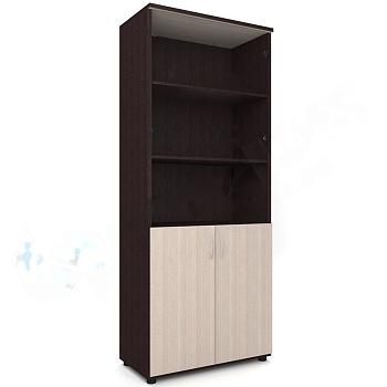 Шкаф для документов со стеклом и с нишей  798х418х1960 мм I Серия Референт