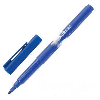 Маркер перманентный (нестираемый) BRAUBERG "CLASSICLine", СИНИЙ, корпус тонкий, наконечник 1 мм, 150297