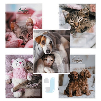 Тетрадь 24 л. BRAUBERG клетка, обложка картон, "ПИТОМЦЫ", 106485