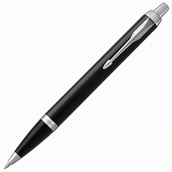 Ручка шариковая PARKER "IM Core Black Lacquer CT", корпус черный глянцевый лак, хромированные детали, синяя, 1931665