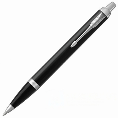 Ручка шариковая PARKER "IM Core Black Lacquer CT", корпус черный глянцевый лак, хромированные детали, синяя, 1931665