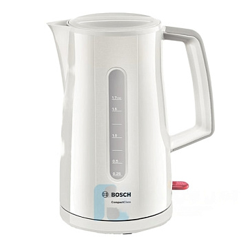 Чайник BOSCH TWK3A011, 1,7 л, 2400 Вт, закрытый нагревательный элемент, пластик, белый