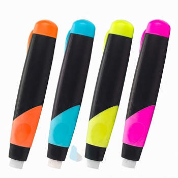 Ластик выдвижной BRAUBERG "Blaster", 112х21х24мм, белый, пластиковый держатель ассорти, 223593