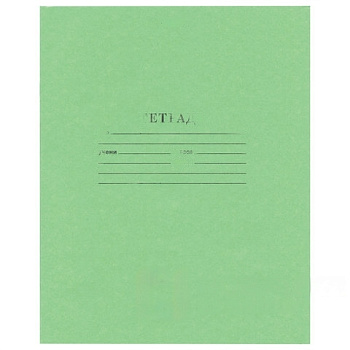 Тетрадь ЗЕЛЁНАЯ обложка 12 л., крупная клетка с полями, офсет, "HATBER", 12Т5B8_05112(T058091)