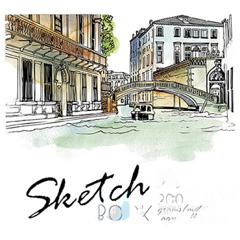 Скетчбук, акварельная белая бумага 300 г/м2, 200х200 мм, 20 л., гребень, SoftTouch, брайль, "Venice", 97262