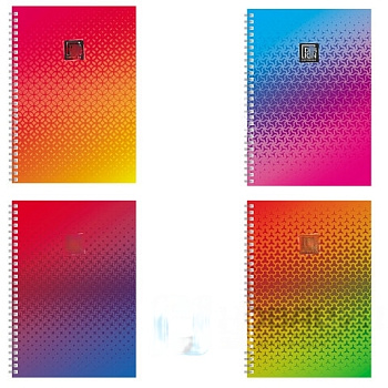 Тетрадь А4, 80 л., ПЗБМ, гребень, клетка, фольга, TWIN лак, "Градиент" (4 вида), 028160