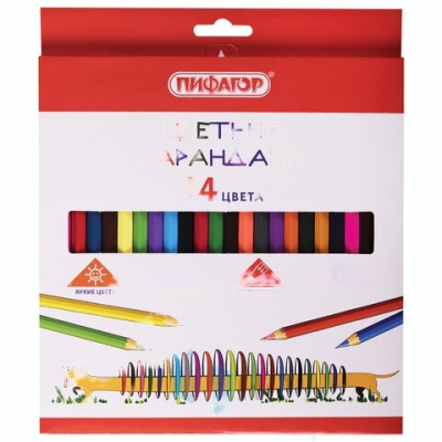 Карандаши цветные ПИФАГОР "Веселая такса", 24 цвета, классические, заточенные, 181808