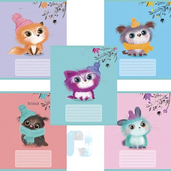 Тетрадь 12 л., ПЗБМ, клетка, фольга, "Шмяк!" (5 видов), 017996