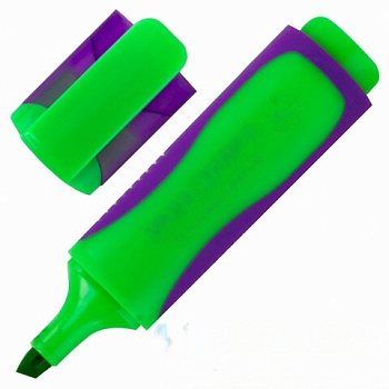 Текстовыделитель ЮНЛАНДИЯ "ELASTIC", ЗЕЛЕНЫЙ, прорезиненный корпус, линия 1-5 мм, 151760