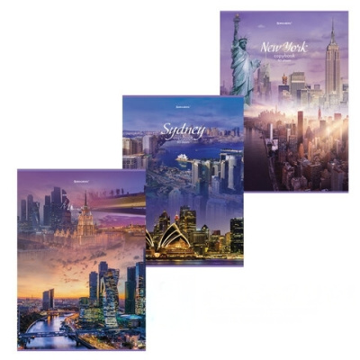 Тетрадь А4, 80 л., BRAUBERG, скоба, клетка, обложка картон, "City", 404045