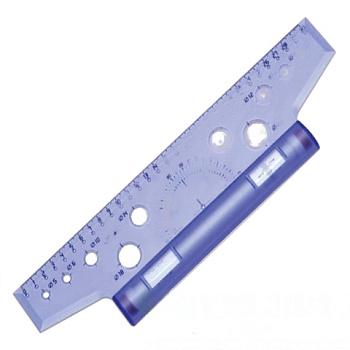 Линейка с роликом (рейсшина) 30 см, СТАММ, металлический ролик, с транспортиром, прозрачная, ЛР25