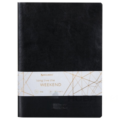 Тетрадь 48 л. в линию обложка гладкий кожзам, сшивка, A5 (147х210мм), ЧЕРНЫЙ, BRAUBERG VIVA, 403895