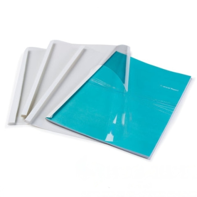 Обложки для термопереплета, А4, КОМПЛЕКТ 100 шт., 8 мм, 61-80 л., верх прозрачный ПВХ, низ картон, FELLOWES, FS-53912