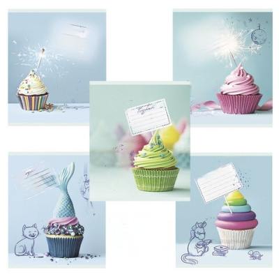 Тетрадь А5, 48 л., ПЗБМ, скоба, клетка, ламинация, конгрев, выборочный лак, "Сладкая мечта" (5 видов), 029876