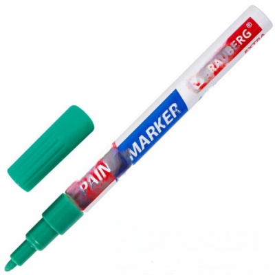 Маркер-краска лаковый EXTRA (paint marker) 2 мм, ЗЕЛЕНЫЙ, УСИЛЕННАЯ НИТРО-ОСНОВА, BRAUBERG, 151974
