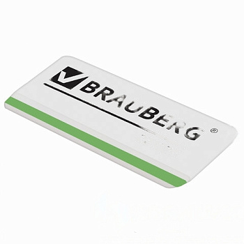 Ластик BRAUBERG "Partner", 57х18х8 мм, белый, прямоугольный, скошенные края, 221036