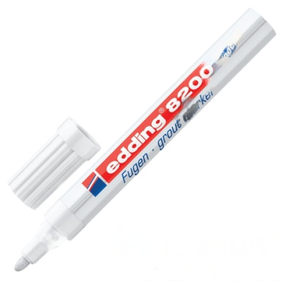 Маркер для затирки плиточных швов EDDING 8200, БЕЛЫЙ, 2-4 мм, запасные наконечники, E-8200/49