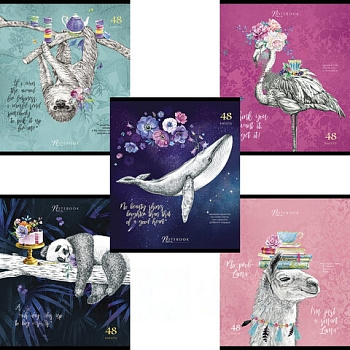 Тетрадь А5, 48 л., ПЗБМ, скоба, клетка, фольга, конгрев, TWIN лак, "Во сне и наяву" (5 видов), 028092