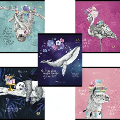 Тетрадь А5, 48 л., ПЗБМ, скоба, клетка, фольга, конгрев, TWIN лак, "Во сне и наяву" (5 видов), 028092