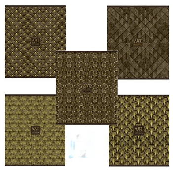 Тетрадь А5, 48 л., ПЗБМ, скоба, клетка, матовая ламинация, фольга, "АРТ ДЕКО" (5 видов), 029181