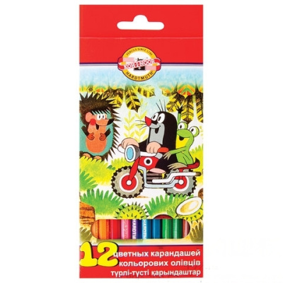 Карандаши цветные KOH-I-NOOR "Крот", 12 цветов, грифель 3,2 мм, заточенные, европодвес, 3652012026KSRV