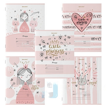 Тетрадь 12 л. BRAUBERG, линия, обложка картон, "ПРИНЦЕССА", 106470