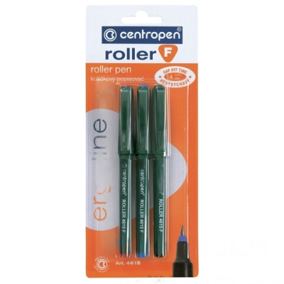 Ручки-роллеры 3 ЦВЕТА CENTROPEN, корпус зеленый, узел 0,5 мм, линия письма 0,3 мм, 4615/3, 3 4615 0302