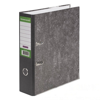 Папка-регистратор БИЗНЕСМЕНЮ, усиленный корешок, мраморное покрытие, 80 мм, с уголком, черная, 227529