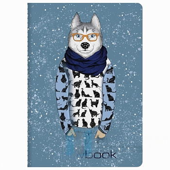 Тетрадь 40 л. в клетку обложка SoftTouch, бежевая бумага 70 г/м2, сшивка, А5 (147х210 мм), ВОЛК В ОЧКАХ, BRAUBERG, 403767