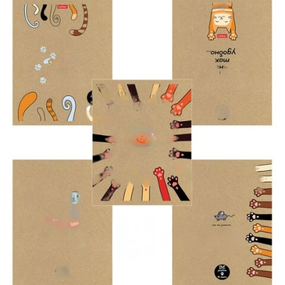 Тетрадь А5 48л. HATBER скоба, клетка, обложка крафт, На мягких лапках (5 видов в спайке), 48Т5В1