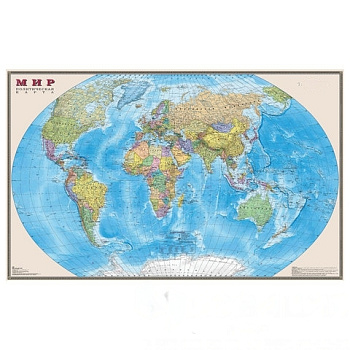 Карта настенная "Мир. Политическая карта", М-1:20 млн., размер 156х101 см, ламинированная, 634, 295