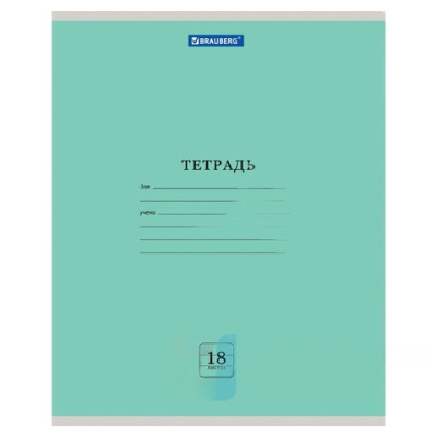 Тетрадь 18 л. BRAUBERG "ЭКО", клетка, обложка плотная мелованная бумага, ЗЕЛЕНАЯ ПАСТЕЛЬНАЯ, 105675