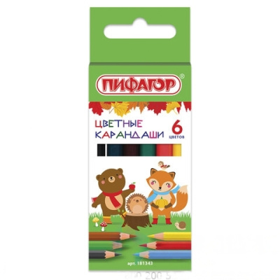 Карандаши цветные ПИФАГОР "МАЛЫШИ-КАРАНДАШИ", 6 цветов, укороченные заточенные, 181343