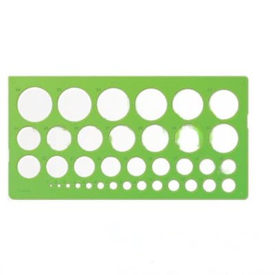 Трафарет СТАММ окружностей, 36 элементов диаметром от 1 до 36 мм, зеленого цвета, ТТ21