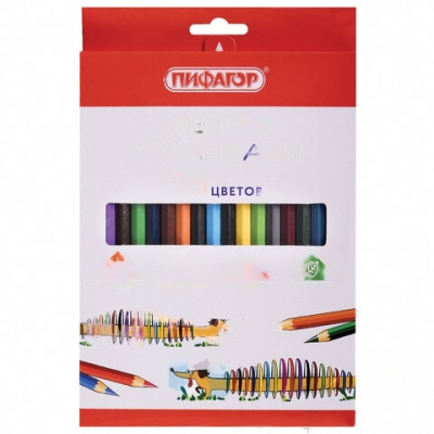 Карандаши цветные ПИФАГОР "Веселая такса", 36 цветов, классические, заточенные, 181809